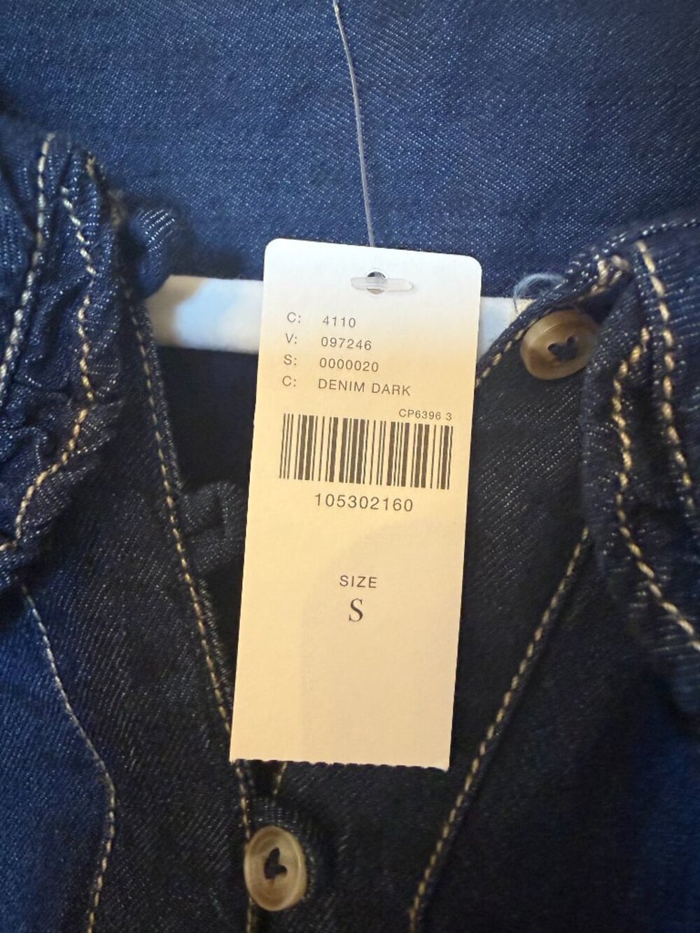 Pilcro Denim Button-up Top in Dark Denim S - Picture 3 of 6